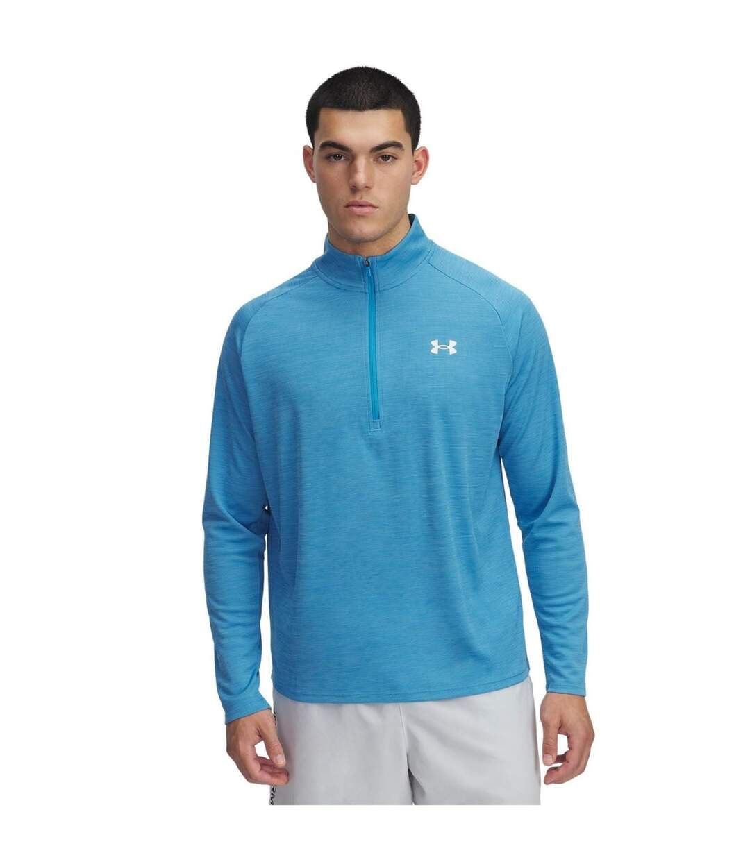Haut Ample Manches Longues À Col Montant Tech Homme Bleu Blanc Under Armour-4