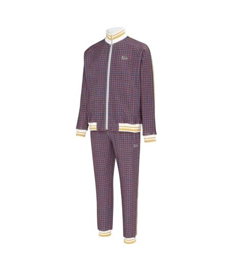 Mens Check Plaid Tracksuit Red Lonsdale
