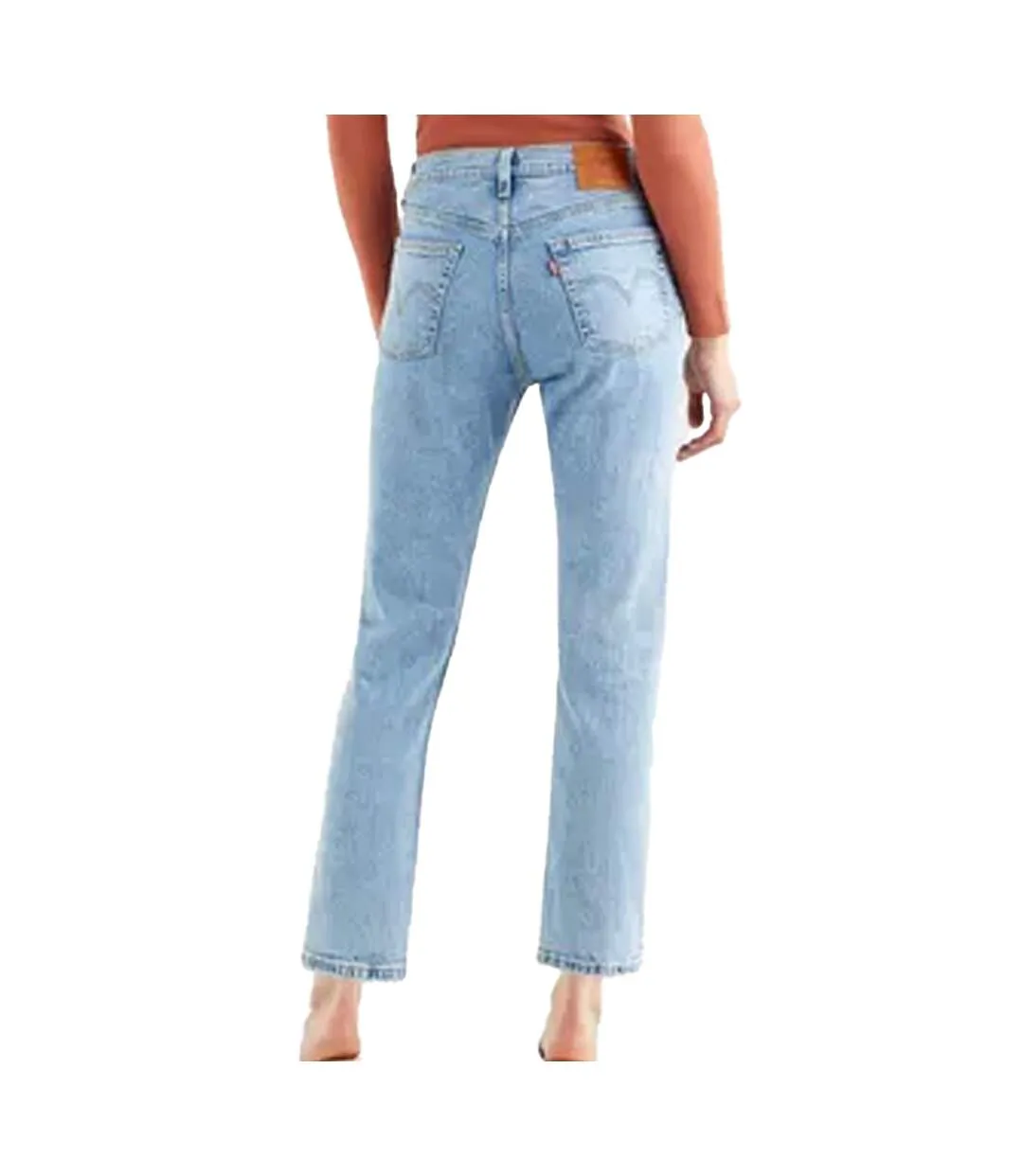 Womens/ladies 501 Leather Patch Cropped Jeans Light Blue Levis-2