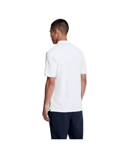 Mens tipped polo shirt white/light blue Lyle & Scott