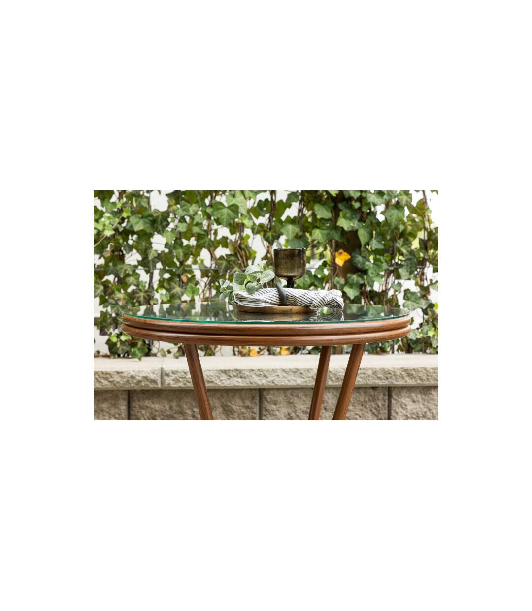 Table de Jardin en Verre Loures 75cm Marron-5