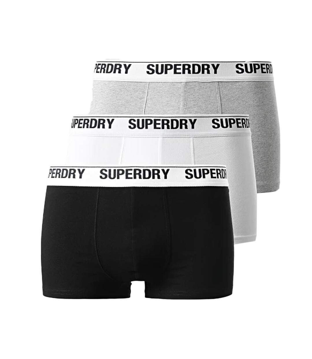 X3 Boxers Noir/Gris/Blanc Homme Superdry Trunk - XL