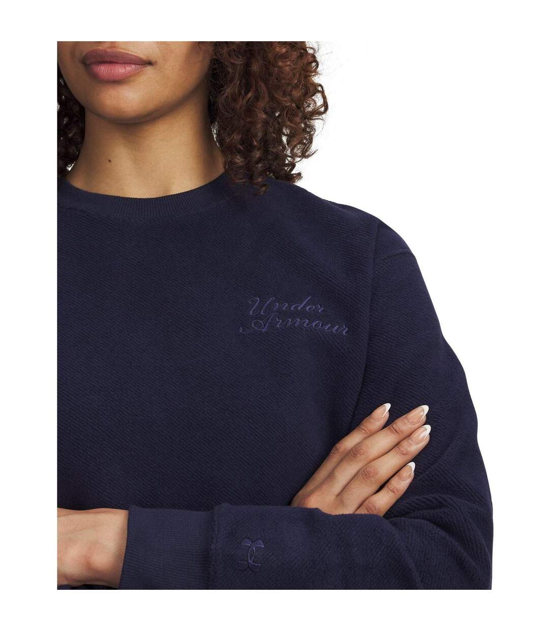 Womens/ladies Varsity Icon Terrycloth Crop Sweatshirt Blue Under Armour-3