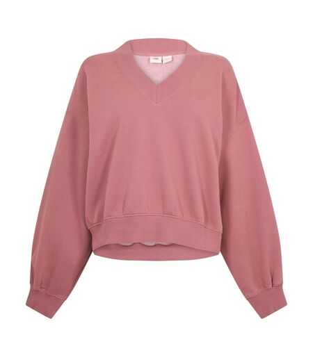 Womens/ladies Fleece V Neck Sweatshirt Muted Berry Levis