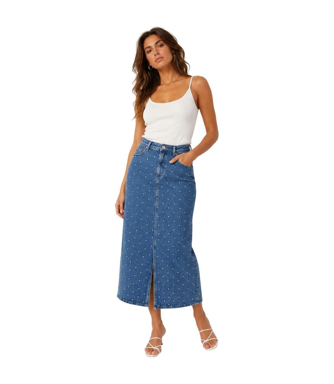 Jupe Mi-longue Tessa Femme Bleu Vero Moda-3