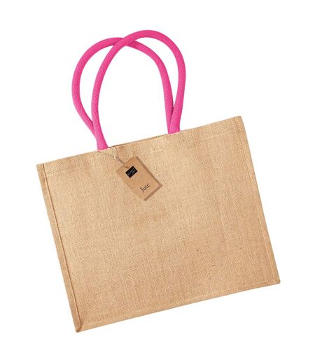 Westford Mill Classic Jute Shopper Bag (Natural/Fuchsia) (One Size)
