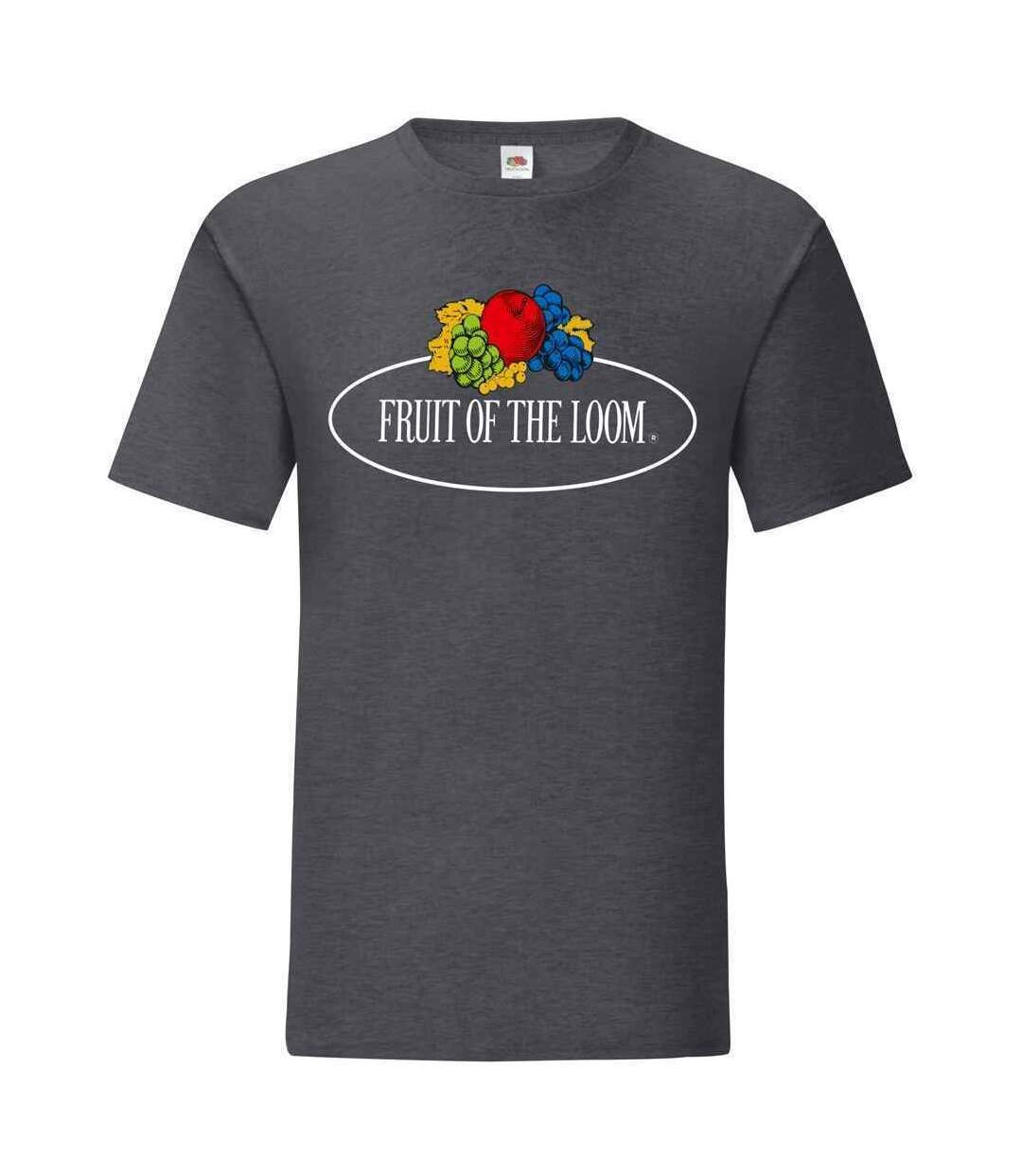 Fruit of the Loom Mens Vintage Large Logo T-Shirt (Dark Heather) - UTPC4403