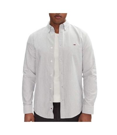 Chemise rayures blanc/grise homme tommy hilfiger stripe oxfo - l