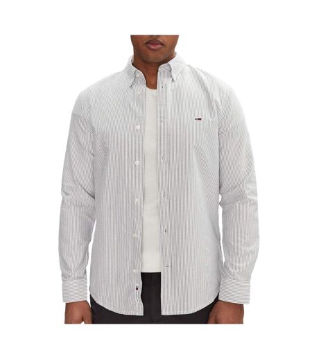 Chemise rayures blanc/grise homme tommy hilfiger stripe oxfo - l