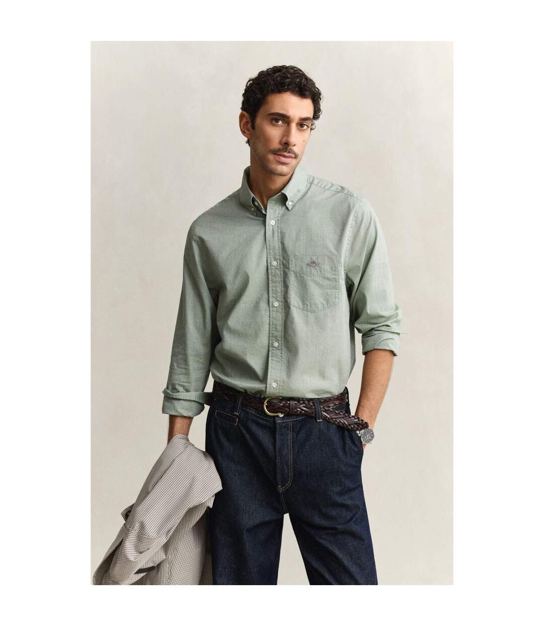 Chemise Homme Vert Kaki Gant-1