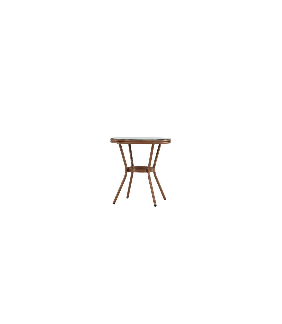 Table de Jardin en Verre Loures 75cm Marron-3