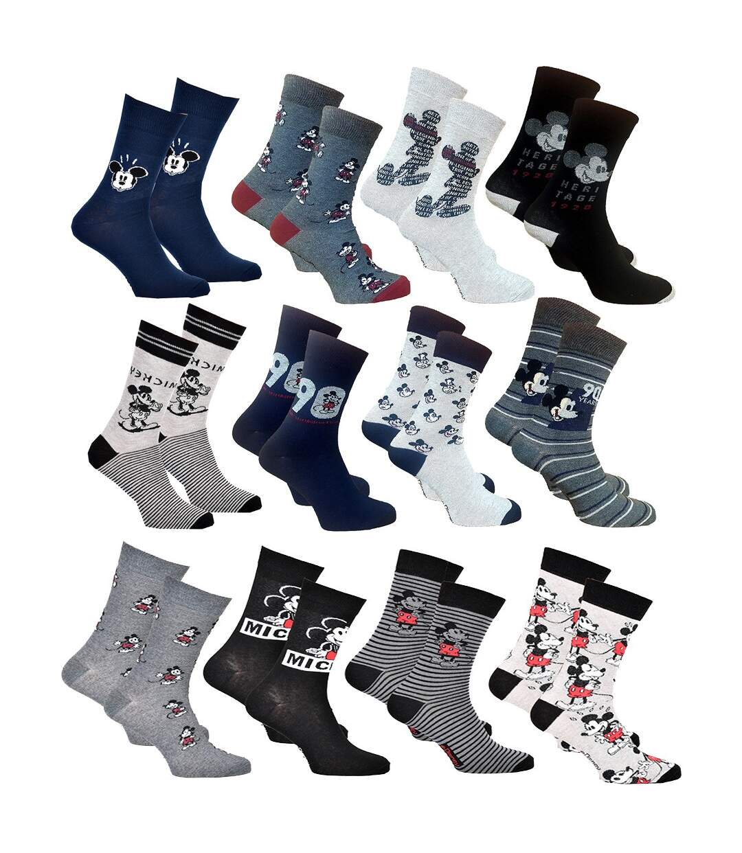 Chaussettes HOMME Licence PACK DE 12 PAIRES SURPRISE Pack 12 MICKEY