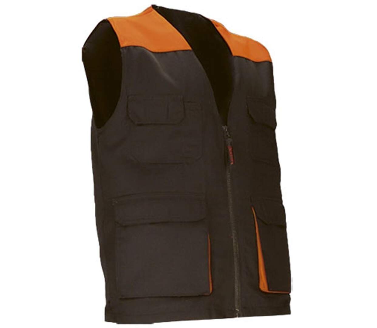 Gilet de travail léger - Unisexe - REF THUNDER - noir et orange-1