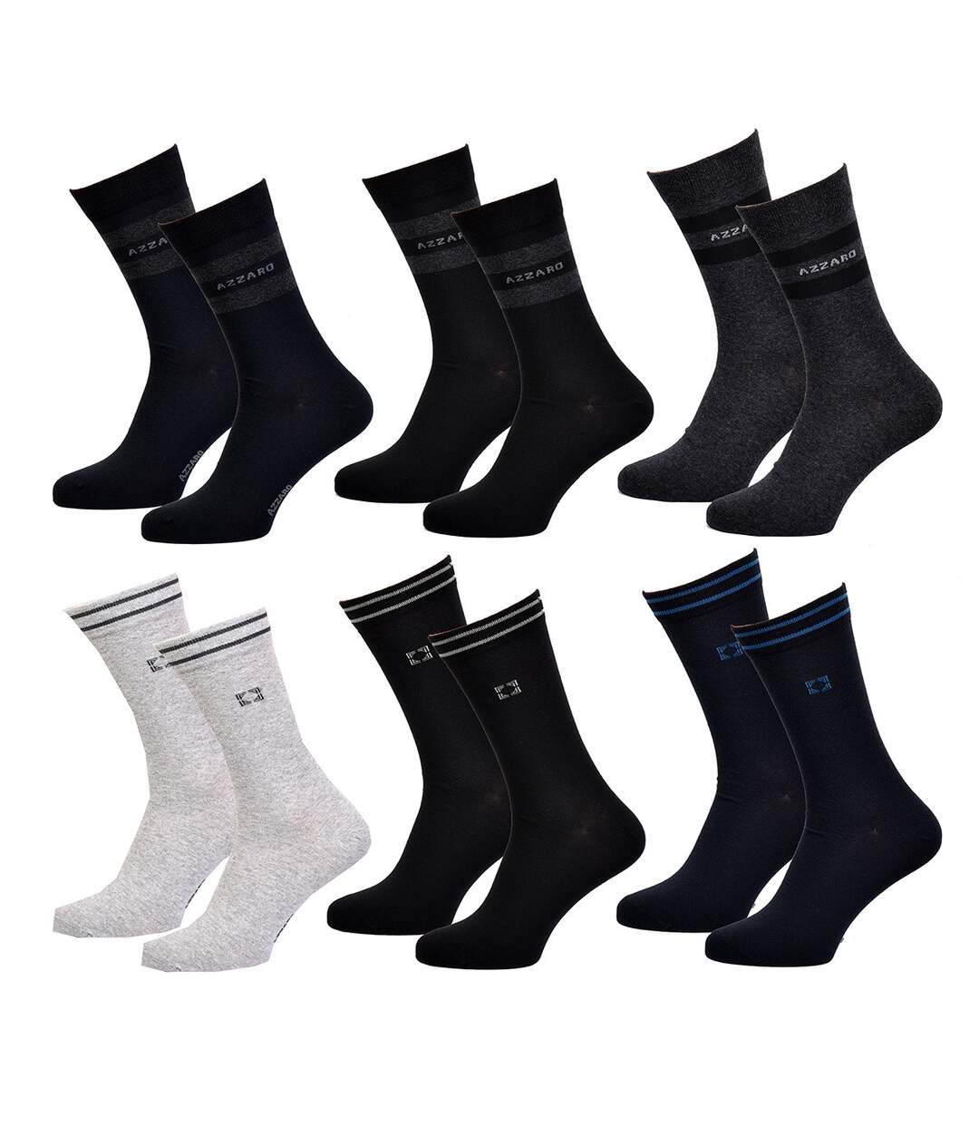 Chaussettes homme AZZARO Confort et qualité -Assortiment modèles photos selon arrivages- Pack de 6 paires AZZARO Urban