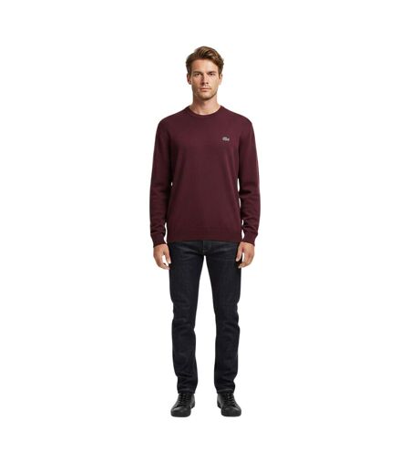 Mens Logo Crew Neck Jumper Burgundy Lacoste