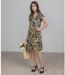 Robe femme manches courtes, imprimée kaki, longueur genoux - Original et féminine-4