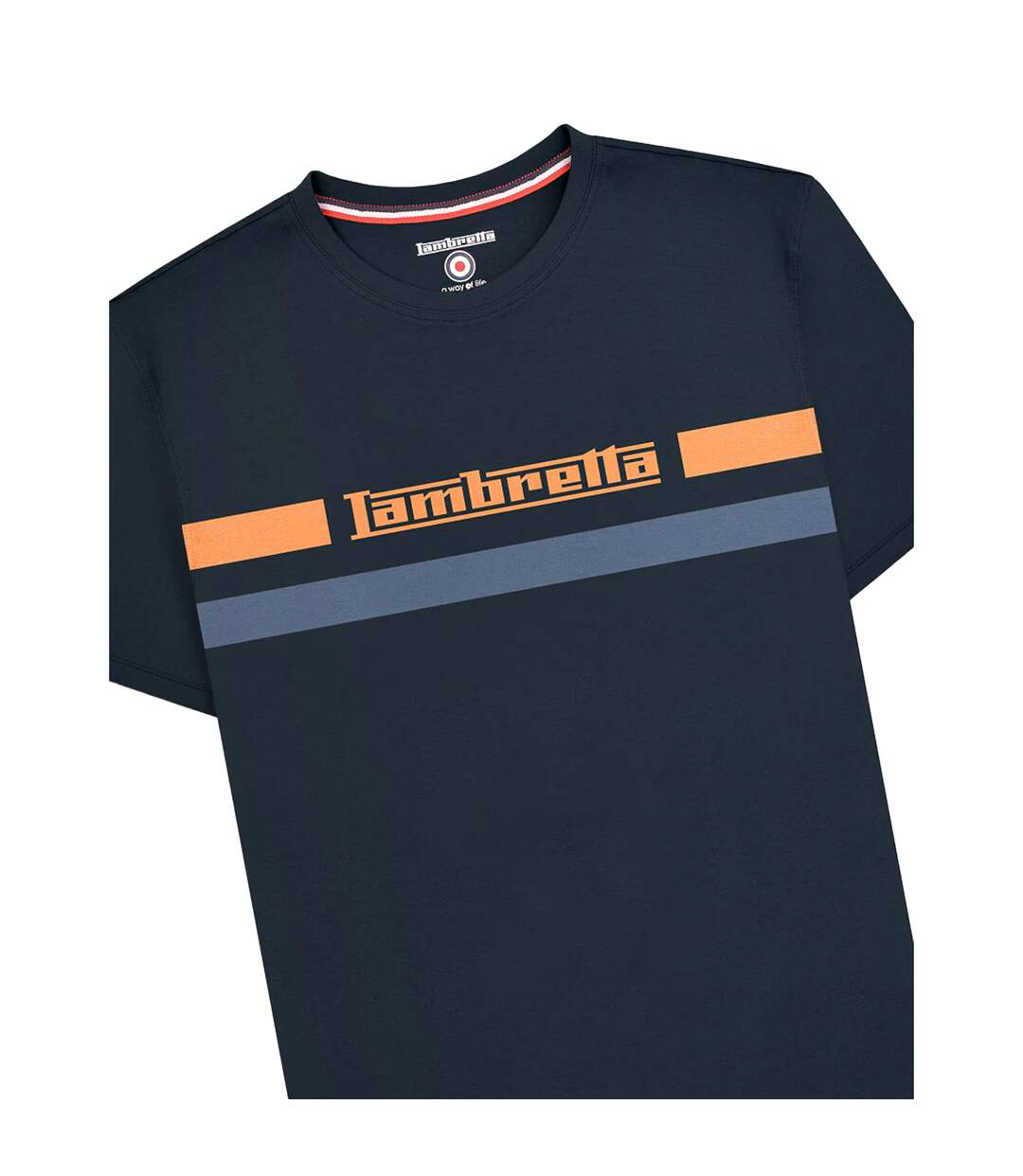 T-shirt Motif/style Rayure Sur Poitrine Homme Bleu Marine Lambretta-4