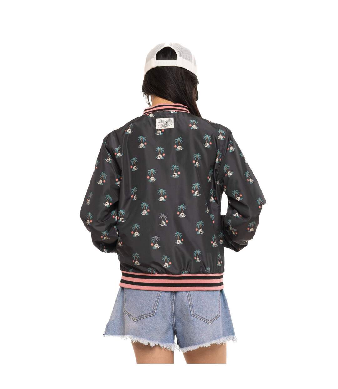 Veste femme satinée allover print avec patch et fil lurex Skull Vondutch-3