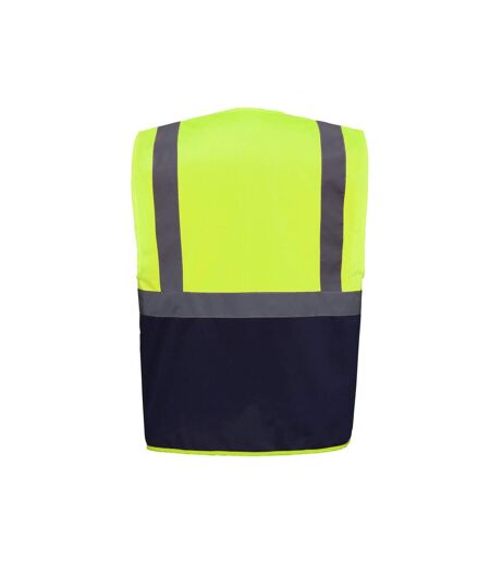 Gilet executive adulte jaune fluo / bleu marine Yoko