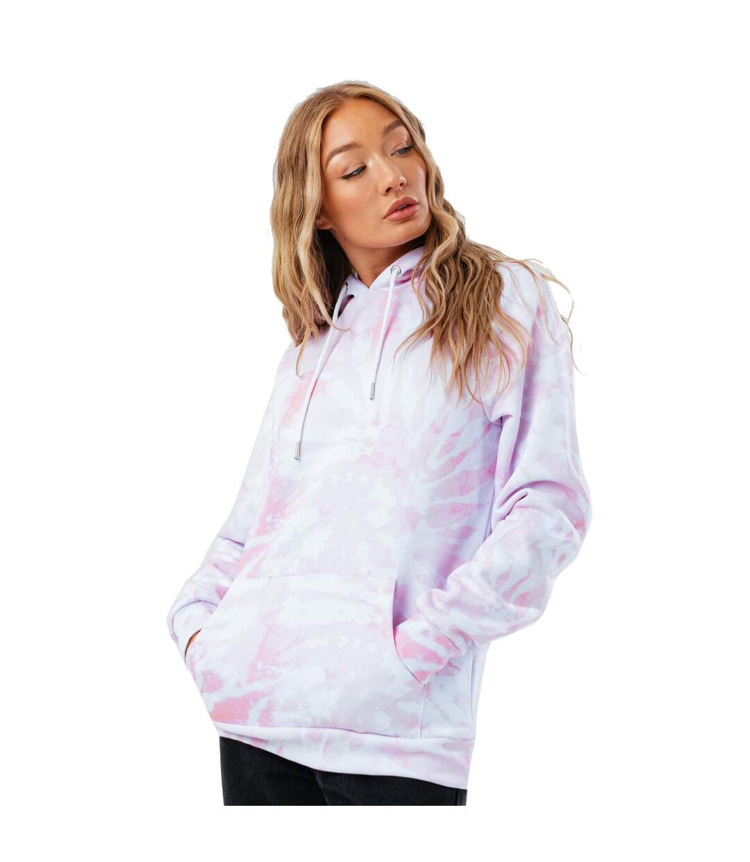 Womens/ladies tie dye pullover hoodie pink Hype