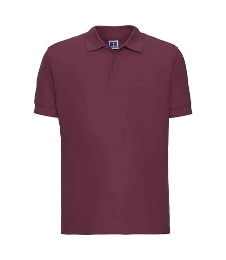 Mens ultimate cotton pique polo shirt burgundy Russell