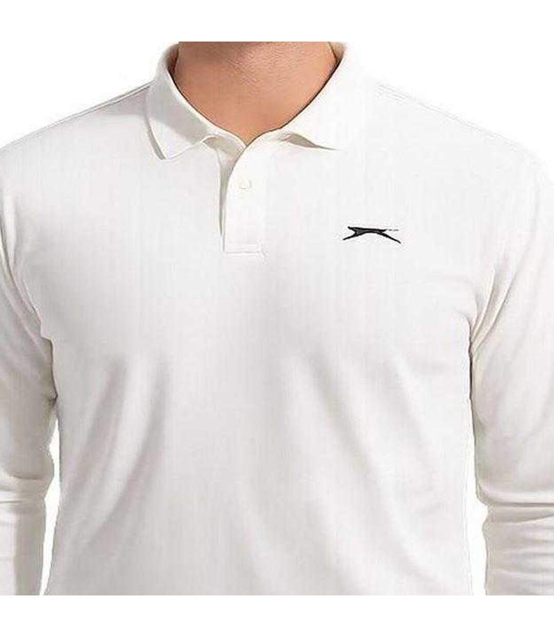 Polo De Cricket Manches Longues Motif/style Logo Homme Crème Slazenger-4