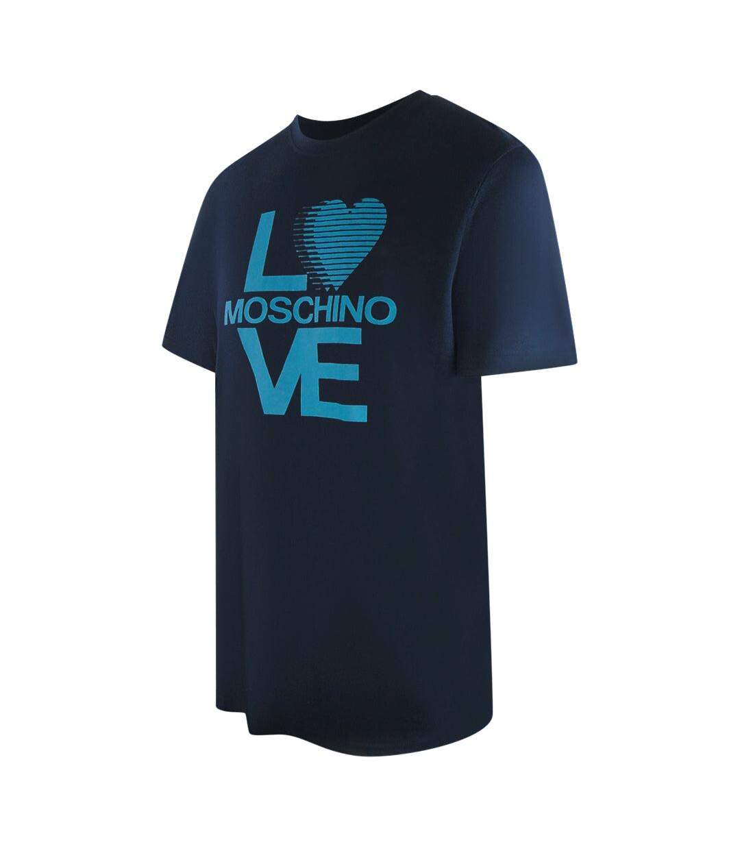 Mens Love Cotton T-shirt Navy Blue Love Moschino-3