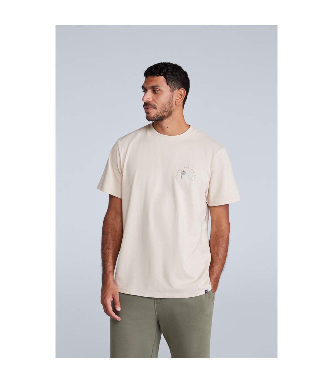 T-shirt chase homme blanc cassé Animal-1