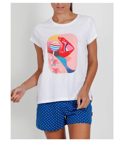 Pyjama short t-shirt Lollipop Santoro blanc Admas