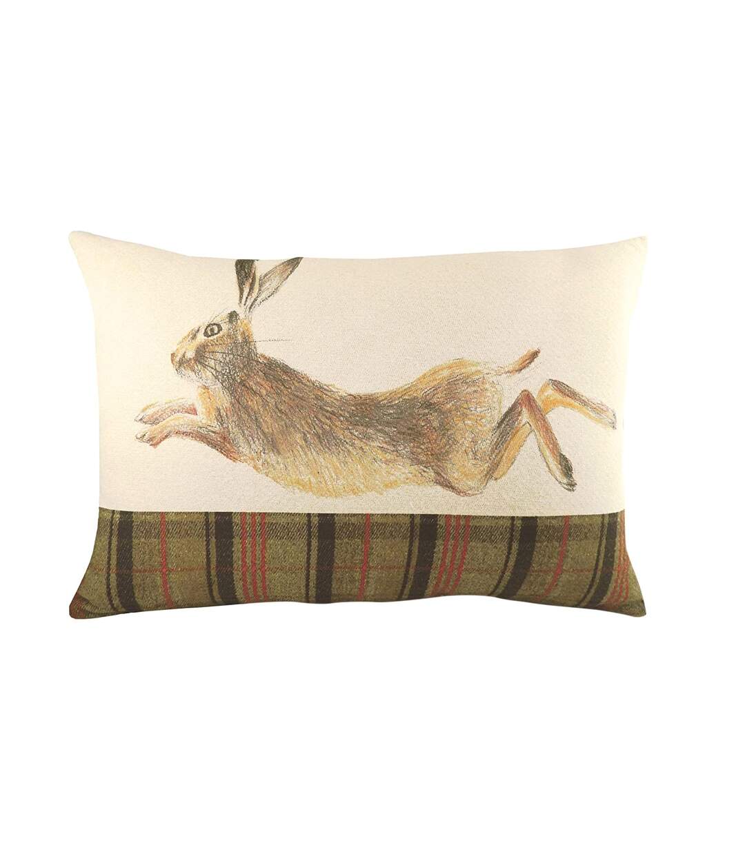 Hunter jumping hare cushion cover one size green/brown/red Evans Lichfield