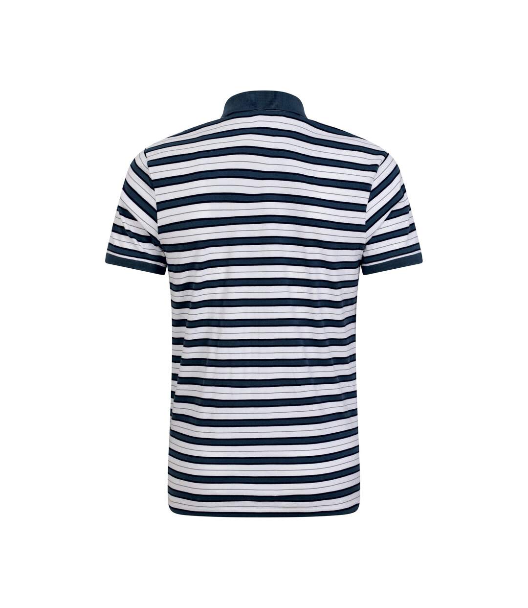 Mens Wren Stripe Cotton Polo Shirt White Mountain Warehouse-2