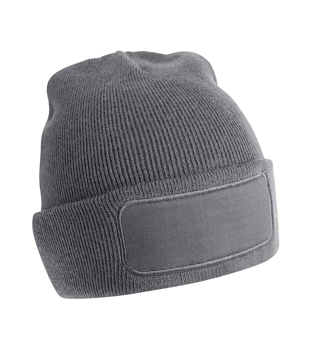 Unisex Adult Patch Beanie Graphite Grey Beechfield-1