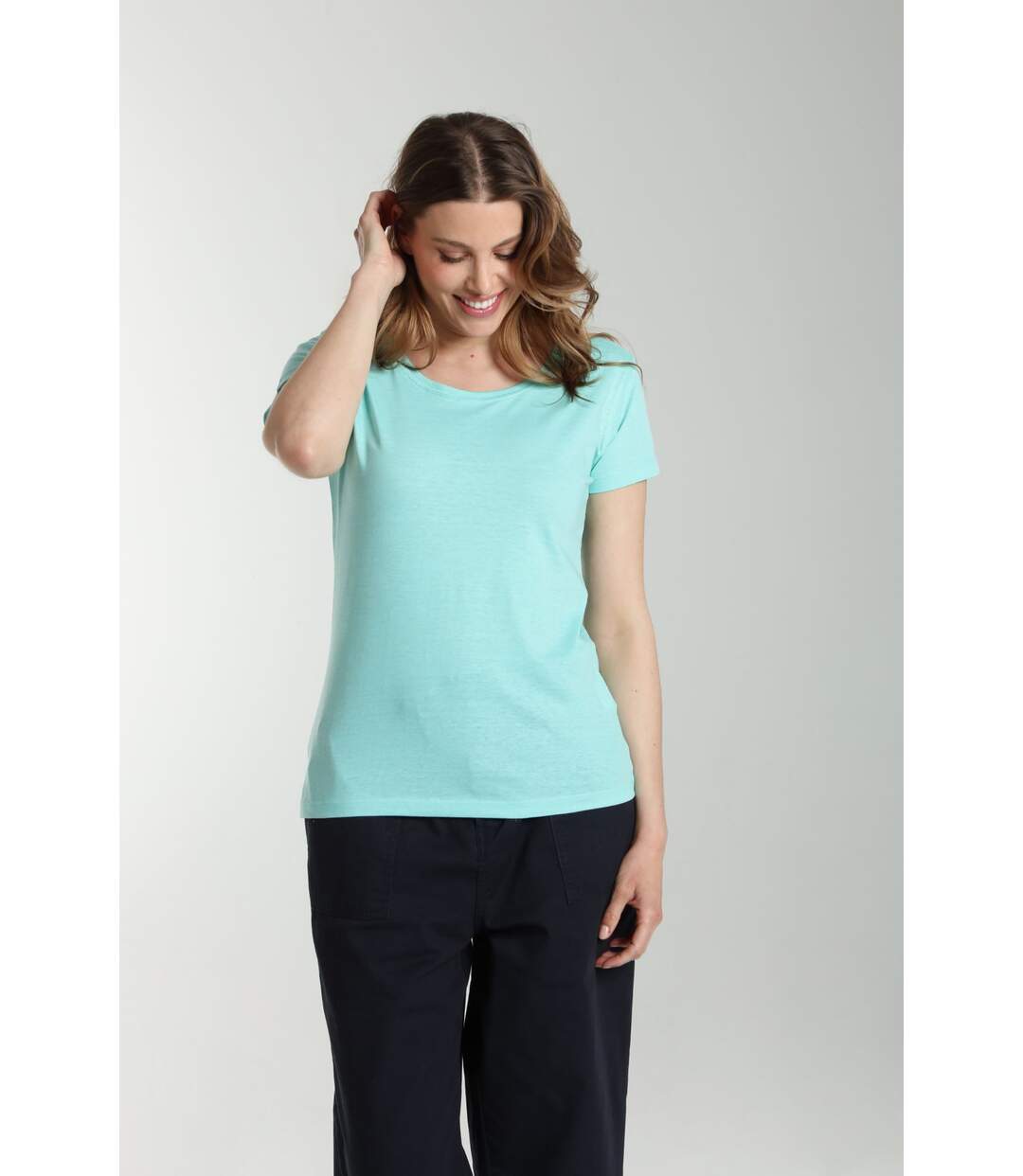 Tee Shirt Col Rond Manches Courtes Femme Marine Cabage() | Gerard Pasquier Avec Col Rond | Gerard Pa-3