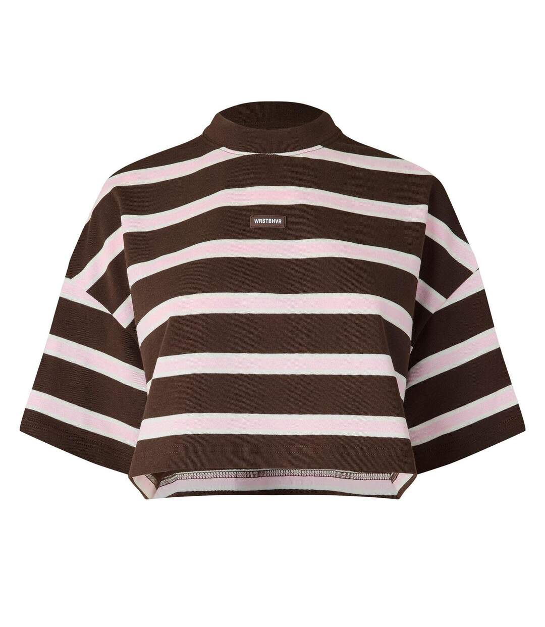 Womens/ladies Seth Striped Crop T-shirt Chocolate WRSTBHVR-2