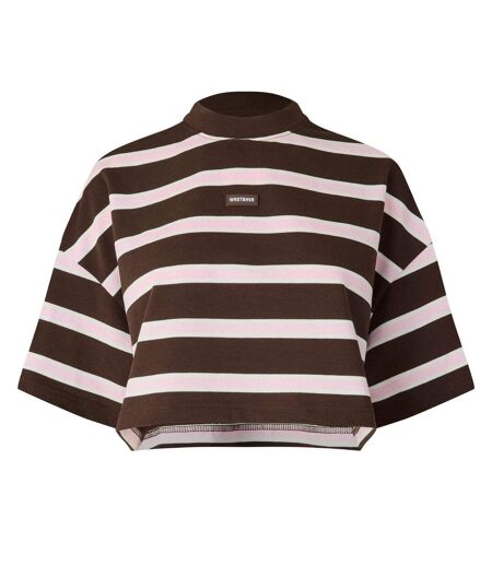 Womens/ladies Seth Striped Crop T-shirt Chocolate WRSTBHVR