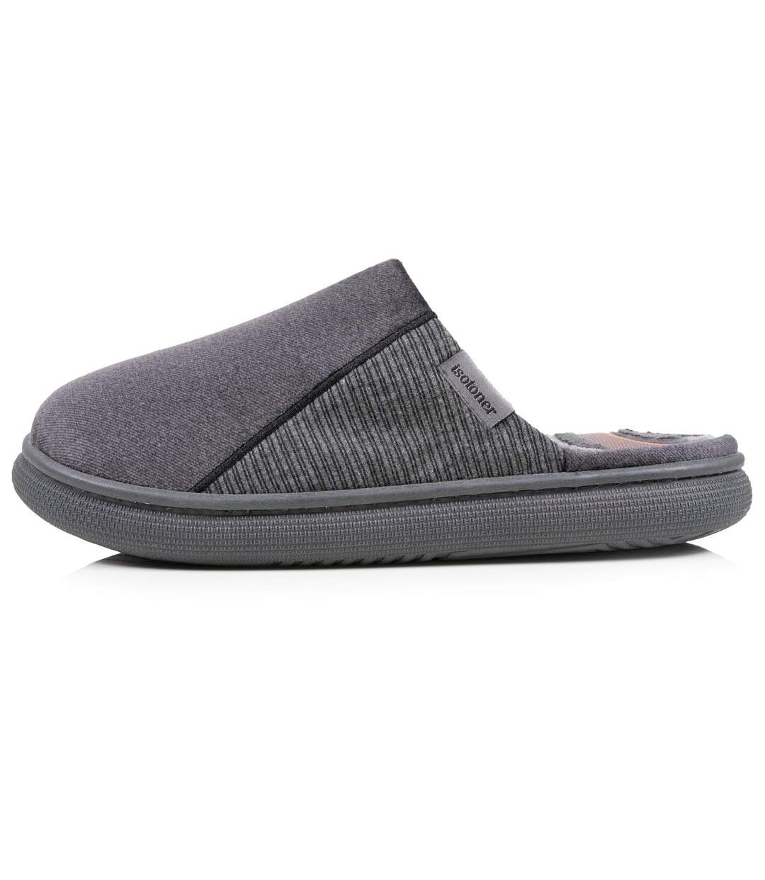 Isotoner Chaussons Mules homme velours ultra doux, semelle bloup xtra souple amortissante-4