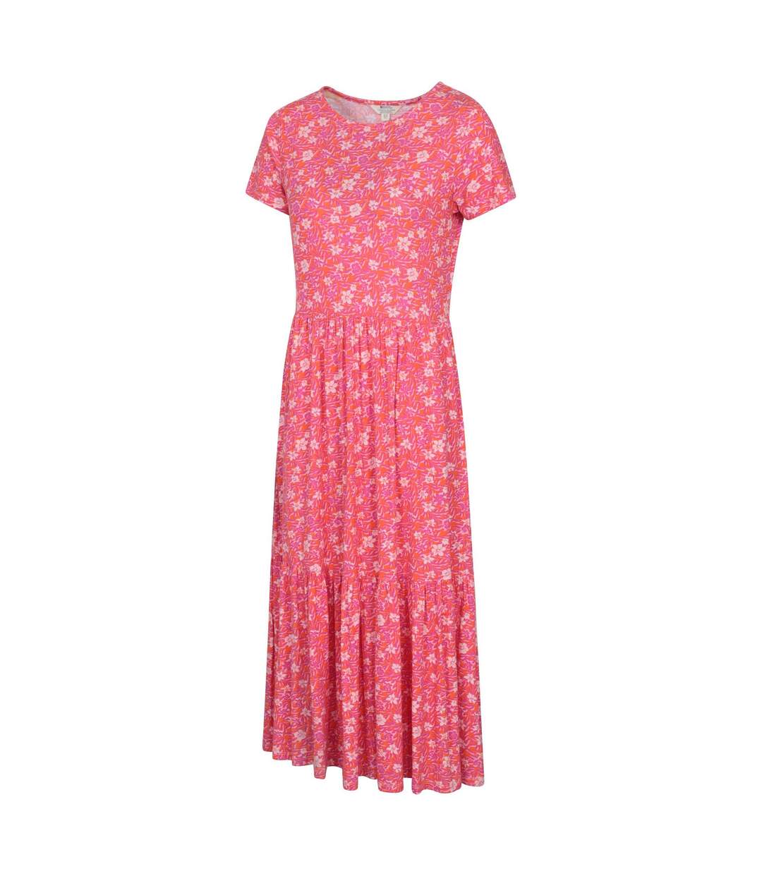 Womens/ladies Sardinia Floral Tiered Dress Bright Pink Mountain Warehouse-3