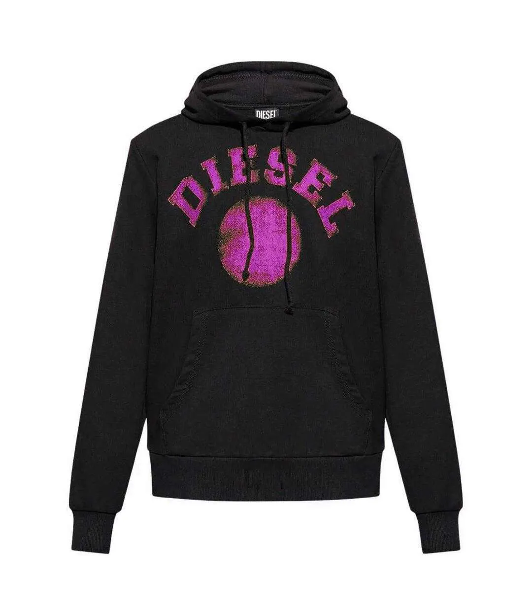 Mens Distorted Hoodie Black Diesel-2