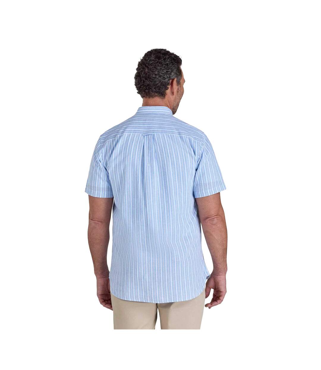 Chemise Manches Courtes Motif/style À Rayures Orleans Homme Bleu Ciel Raging Bull-3