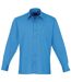 Premier Mens Long Sleeve Formal Plain Work Poplin Shirt (Sapphire) - UTRW1081
