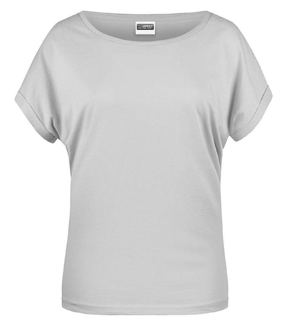 T-shirt BIO col bateau - Femme - 8005 - gris pastel