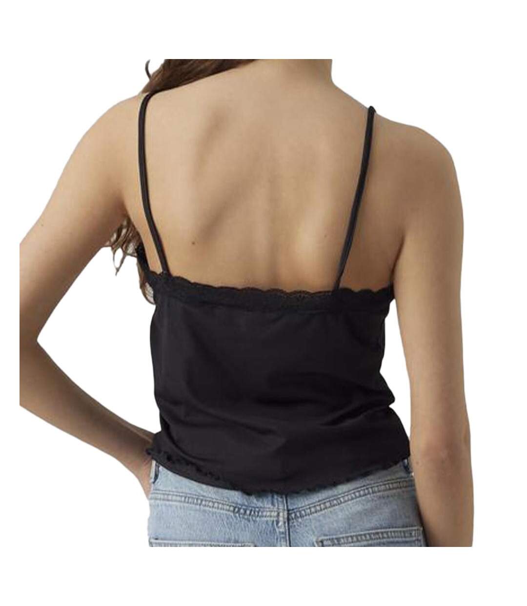 Top noir femme vero moda singlet crop - l-2