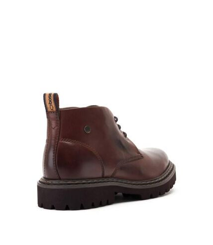 Base London Mens Lomax Burnished Leather Chukka Boots (Burnt Brown) - UTFS9430