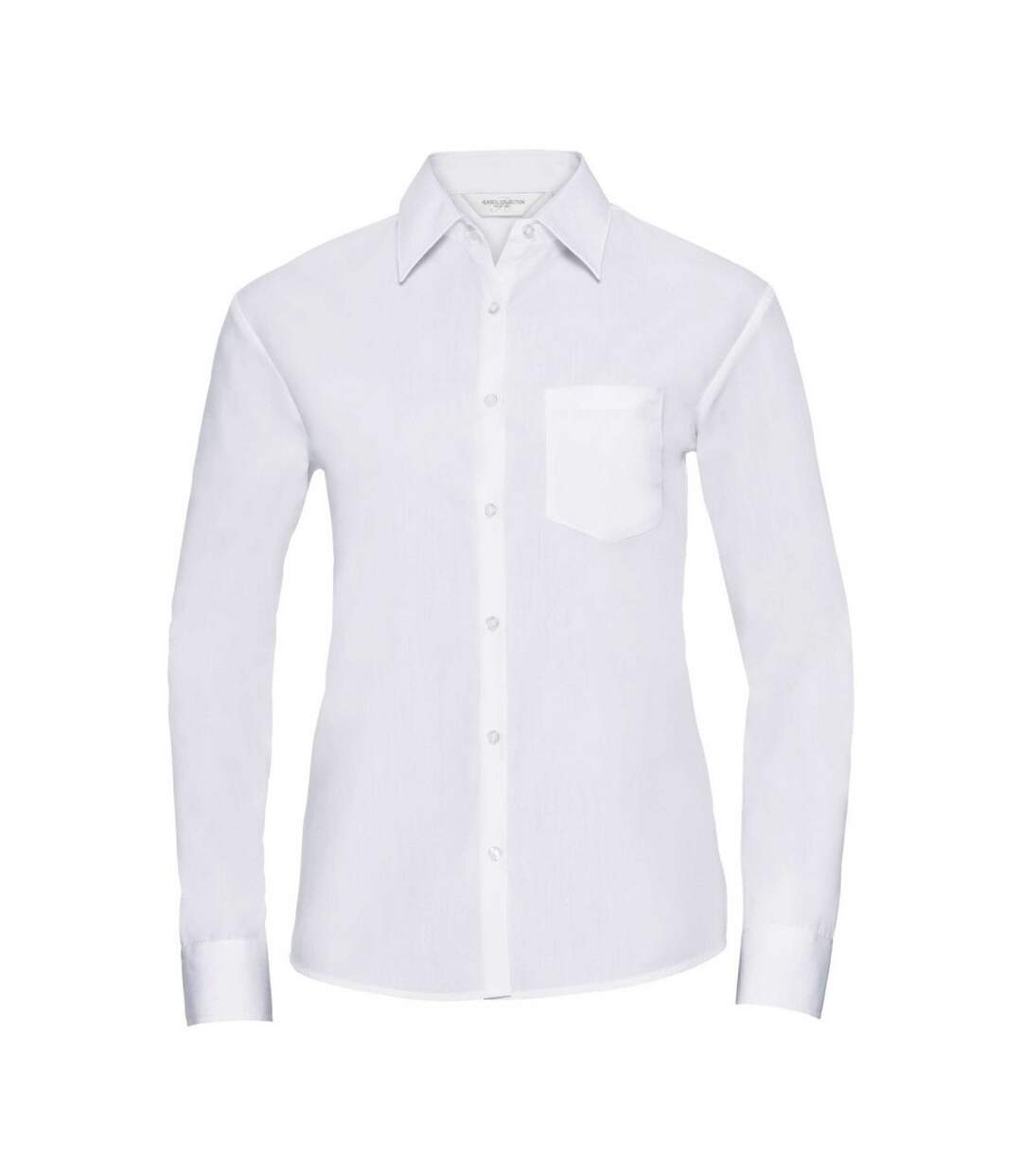 Womens/ladies Poplin Easy-care Long-sleeved Formal Shirt White Russell Collection-1