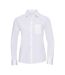 Womens/ladies Poplin Easy-care Long-sleeved Formal Shirt White Russell Collection-1