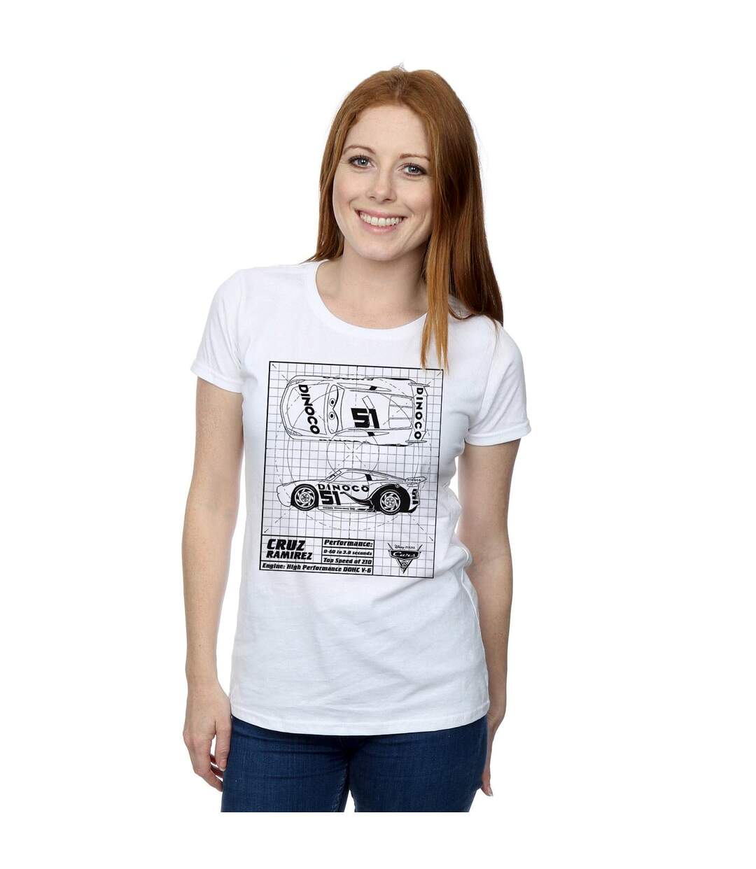 Disney - T-shirt CARS CRUZ RAMIREZ BLUEPRINT - Femme (Blanc) - UTBI13779-2