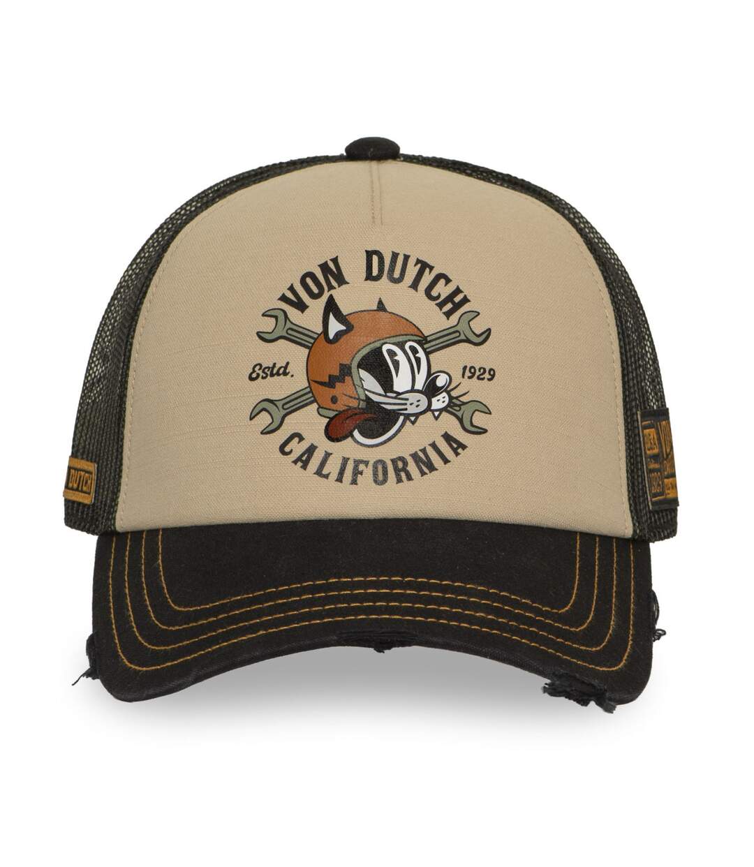 Casquette trucker filet effet usé avec print Crew Catlifornia Vondutch-2