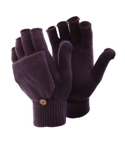 FLOSO Ladies/Womens Winter Capped Fingerless Magic Gloves (Purple) - UTGL225