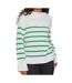 Pull Blanc/Vert Femme Vila Stripe - L