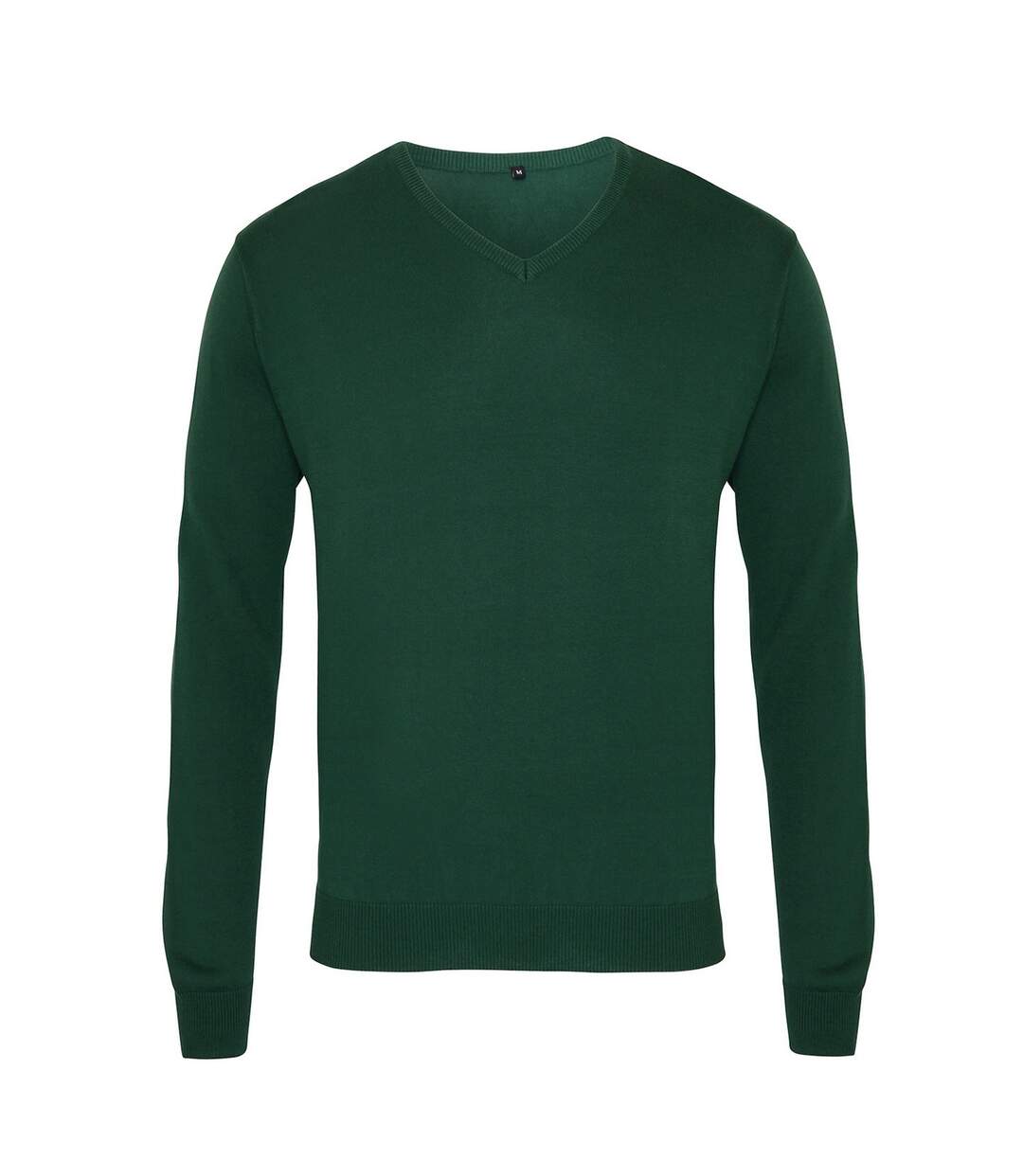 Mens knitted cotton acrylic v neck sweatshirt bottle green Premier